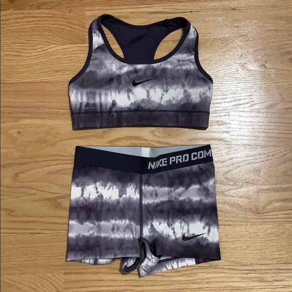 nike tie dye crop top and shorts